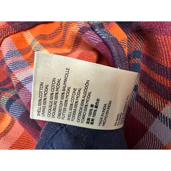 Free People Blouse XS Oversize Moon Bay Mixed Plaid Flannel Berry Combo - Picture 8 of 11